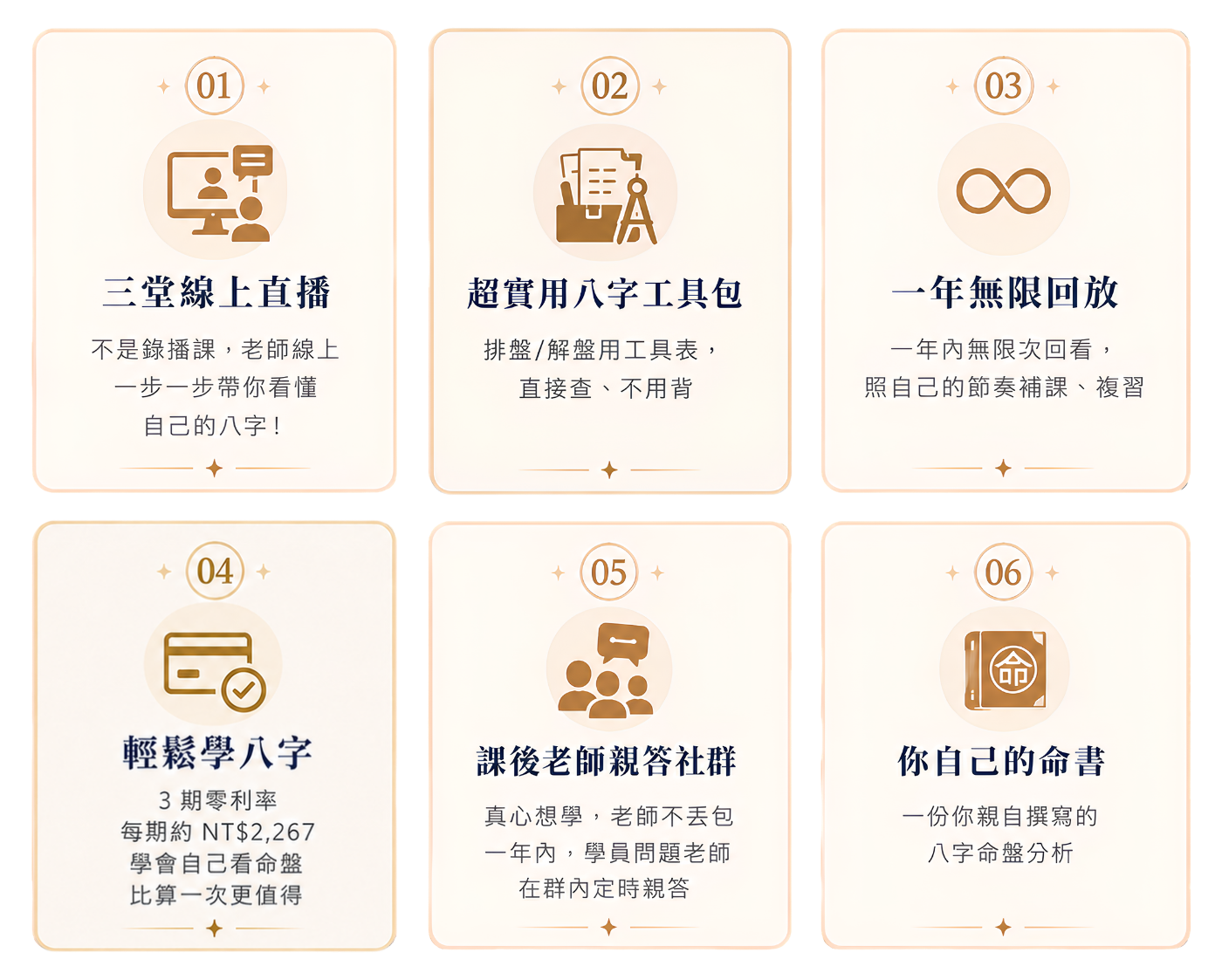 學員福利：三堂直播課、獨家工具包、社群、人生說明書